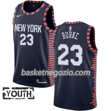 Canotte Bambino New York Knicks Trey Burke 23 2018-19 Nike City Edition Navy Swingman